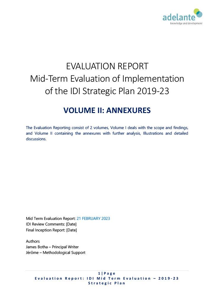 Mid-term Evaluation of IDI’s Strategic Plan Annexures Volume 2