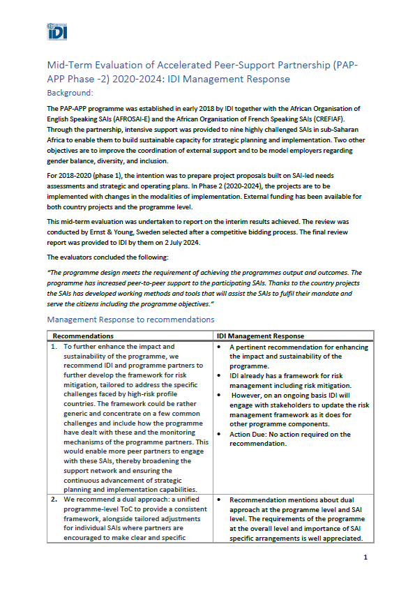 Component 2: Accelerated Peer-Support Partnership Programme (PAP-APP) - Phase 1, 2018-2020 Cover