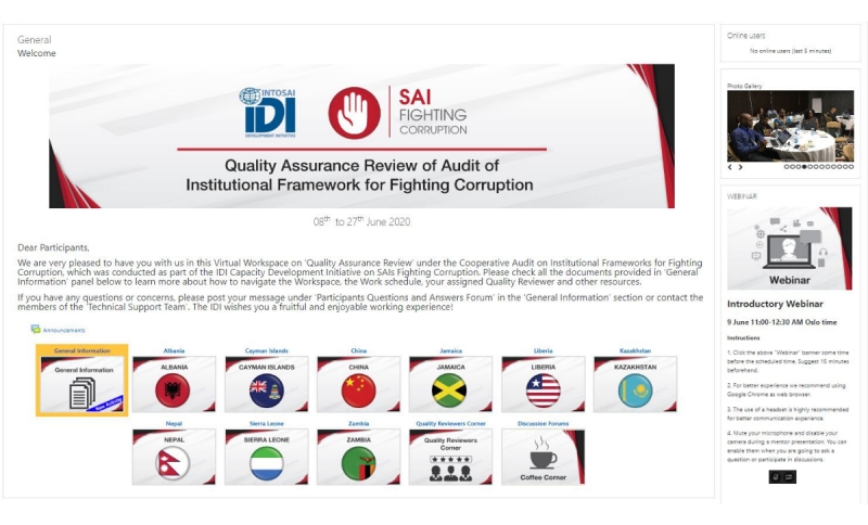 Online Quality Assurance Review of Audits of  Institutional Frameworks for Fighting Corruption (English speaking regions)