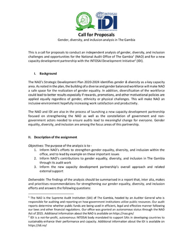 GDI Call for Proposals - Round 2 (SAI Gambia IDI)