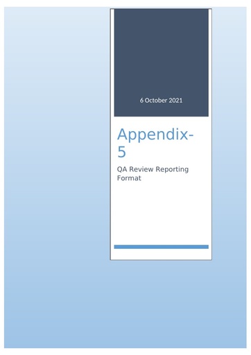 Appendix 5 QA reporting template