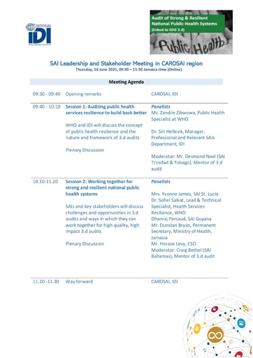 Agenda for SAI Leadership meeting- June-2021