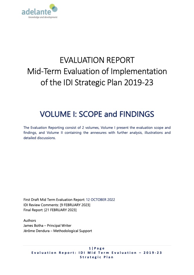 Mid-term Evaluation of IDI’s Strategic Plan Volume 1