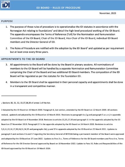 IDI Board Rules of Procedure 2024