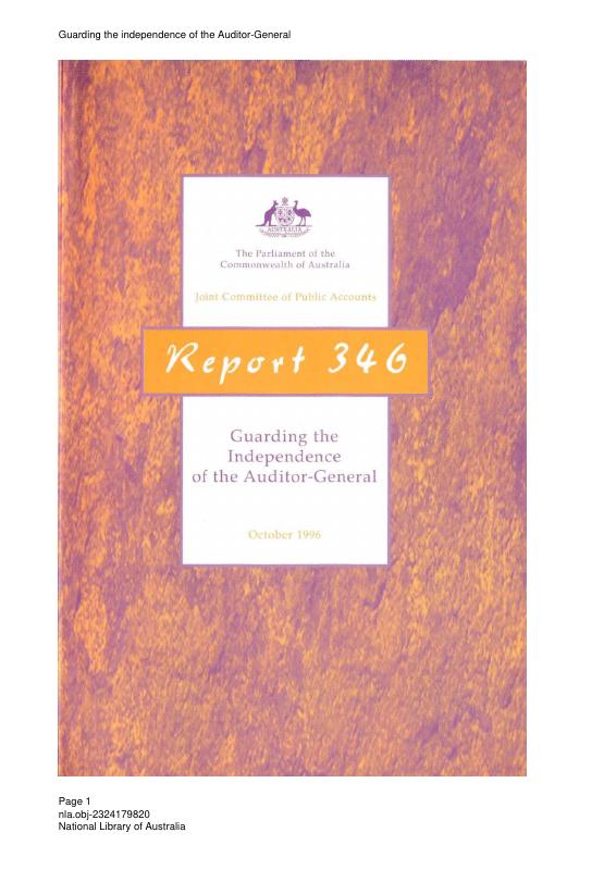 Guarding the Independence of the Auditor-General