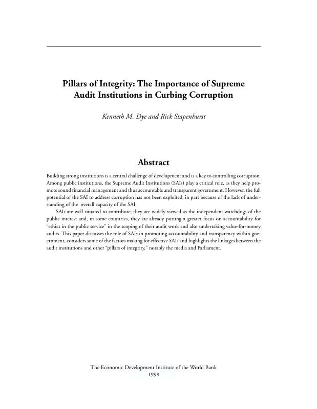 Pillars of Integrity: The Importance of Supreme Audit Institutions in Curbing Corruption