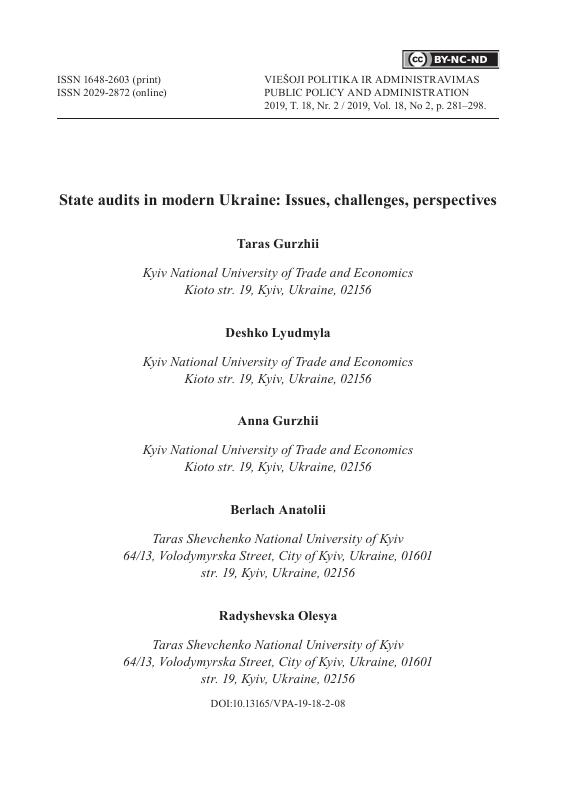 State audits in modern Ukraine: Issues, challenges, perspectives