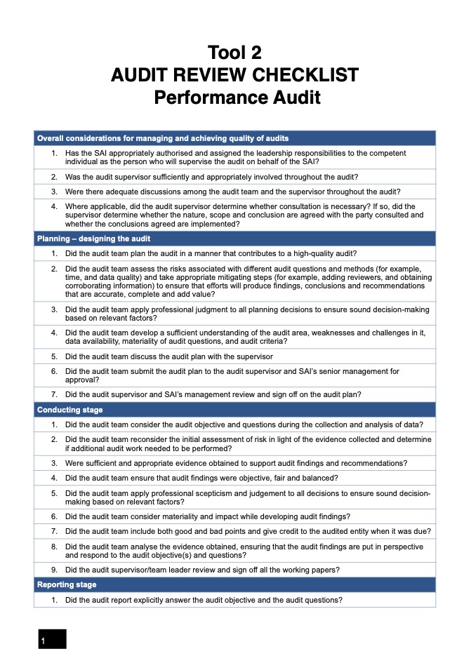 Tool 2 Audit Review Checklist (PA)