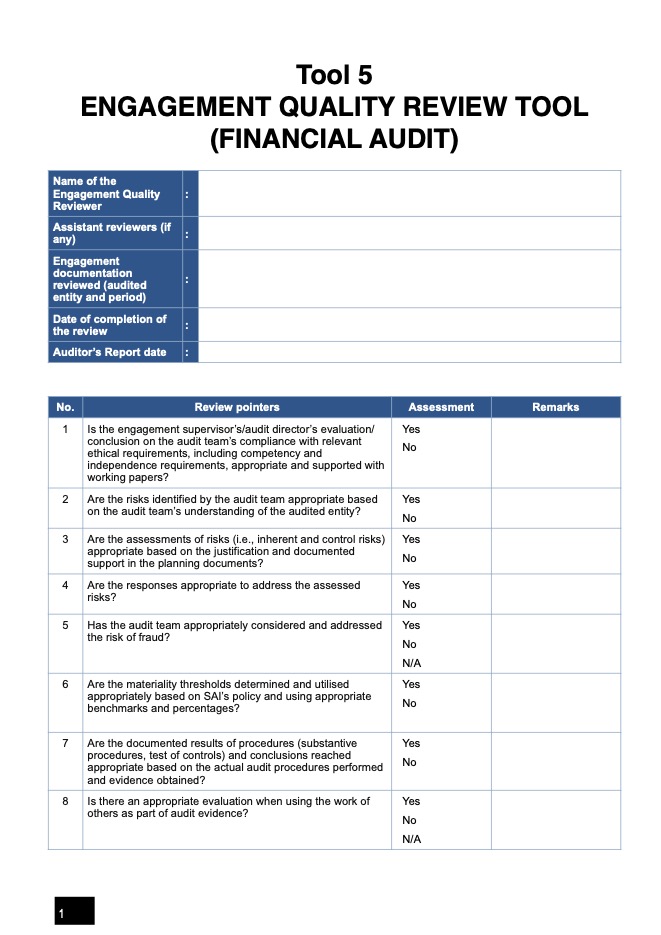 Tool 5 Engagement Quality Review Tool (FA)