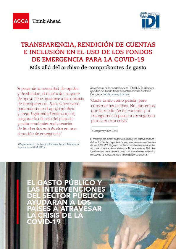 Transparencia, Rendición de Cuentas e Inclusión en el uso de los fondos de emergencia para la COVID-19: Más allá del archivo de comprobantes de gasto