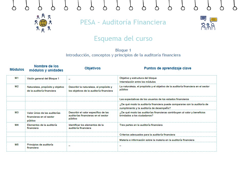 PESA Nombres y objetivos de los módulos: Módulo de Auditoría Financiera en español