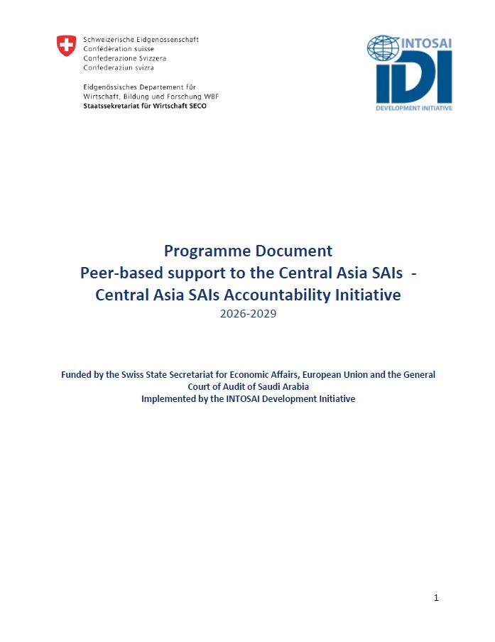 CASAI Programme document: Peer-based support to the Central Asia SAIs -Central Asia SAIs Accountability Initiative