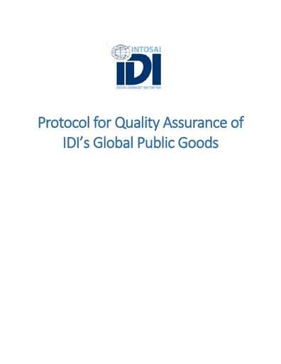Protocol for Quality Assurance of IDI’s global public goods