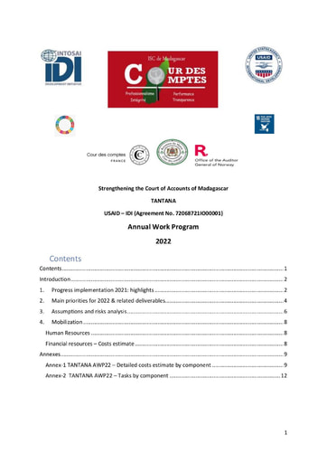 TANTANA Annual Work Program 2022